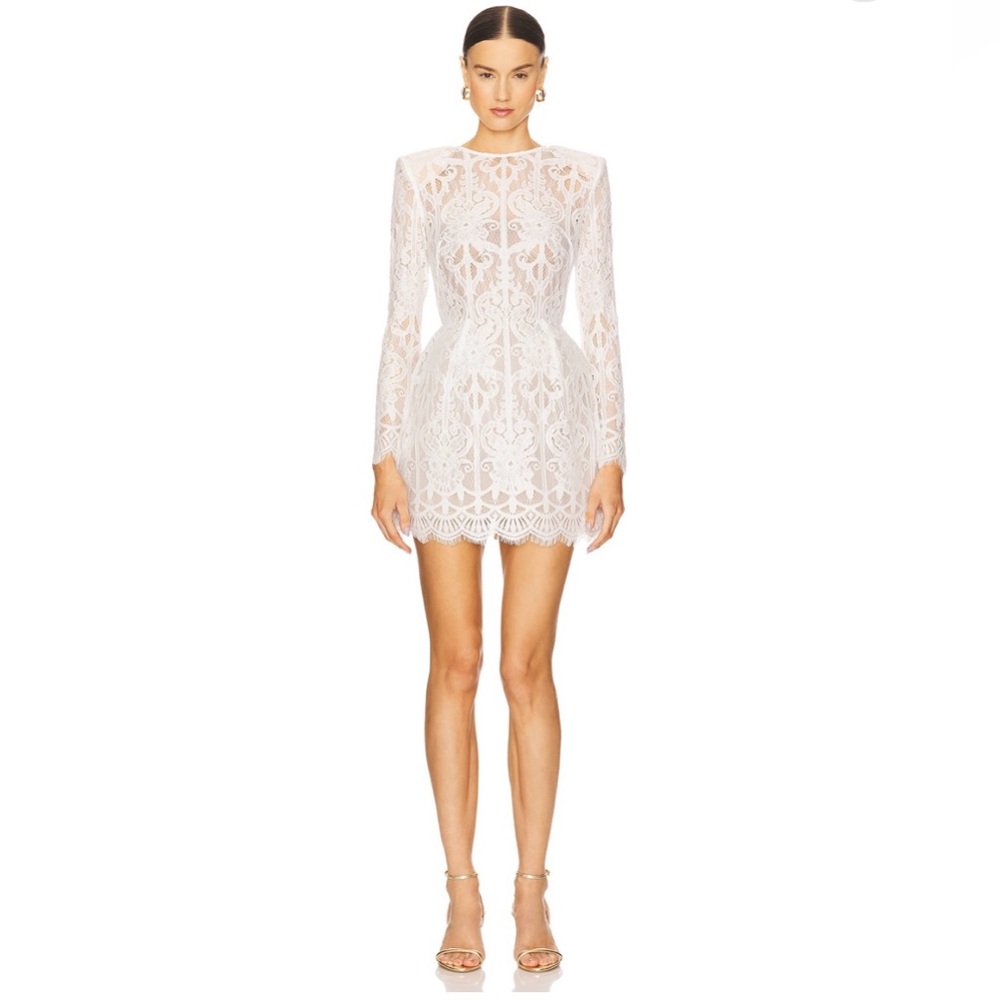 Casey Lace Mini Dress in White Bronx and Banco size large NWOT bridal bride